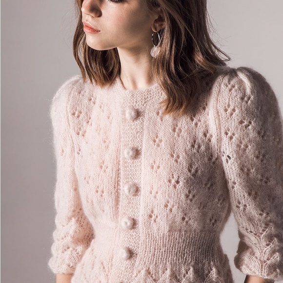 MARIDRUNA Fiona Mohair, Hand-Knit Cardigan. Baby Blue, Size Small - Picture 8 of 9